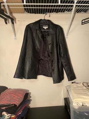 Vintage Casual Corner Annex Black Genuine Leather 5-Button Jacket Size Medium